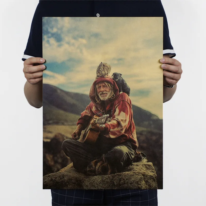 

Vagrant hippie/Rock poster/Guitar player/kraft paper/bar poster/Retro Poster/decorative painting 51x35.5cm