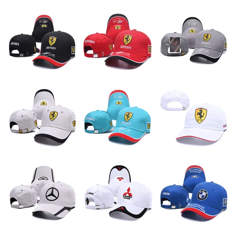 High quality new Ferraris logo black style Auto Logo Adjustable Embroidered snapback hood Hat Mens Women Unisex