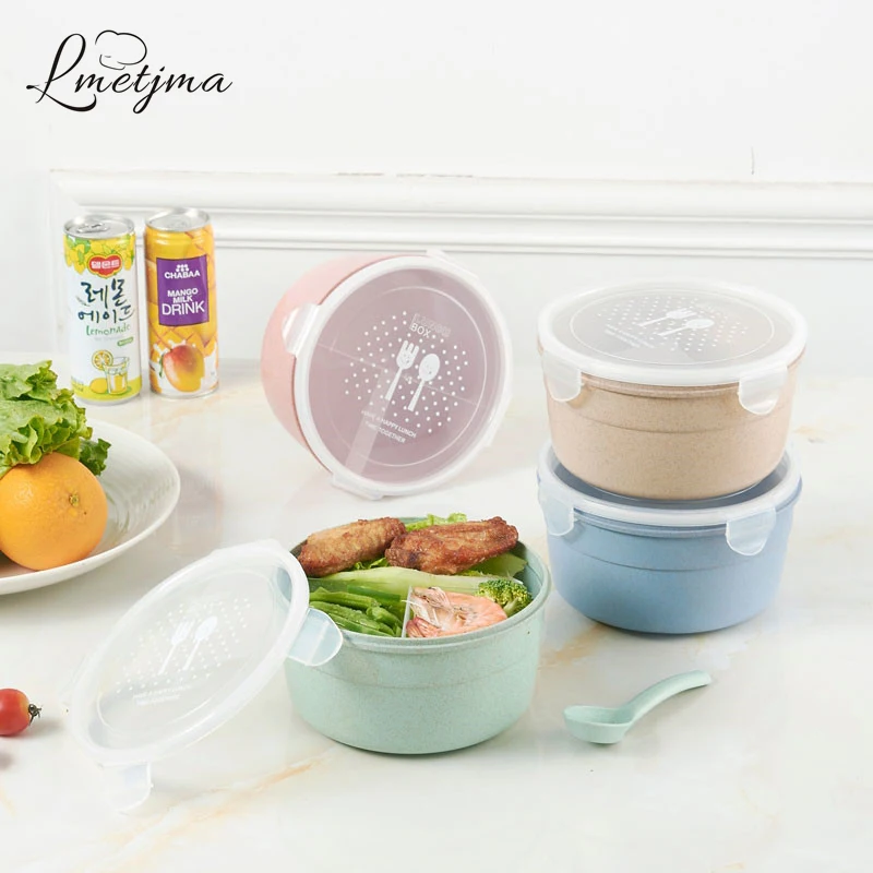 

LMETJMA High Quality Lunch Boxs Microwave School Lunch Boxs For Kids Wheat Fiber Food Boxs KCBII012005