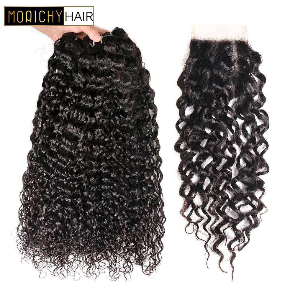Morichy Water Wave Bundles With Closure Brazilian Human Hair Weave 3 Bundles With Closure Remy Hair Extension Natural Color Morichy Water Wave Bundles With Closure Brazilian Human Hair Weave 3 Bundles With Closure Remy Hair Extension Natural Color
