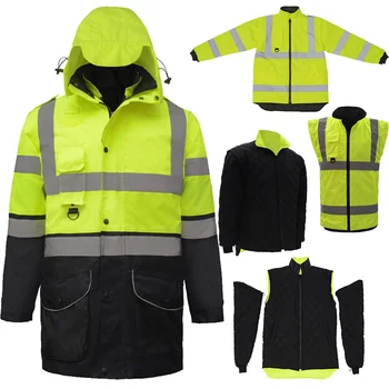 SFvest EN471 ANSI/SEA 107 AS/NZS Hi vis 7 in 1 waterproof parka windbreaker workwear rain coat reflective safety jacket
SFvest EN471 ANSI/SEA 107 AS/NZS Hi vis 7 in 1 waterproof parka windbreaker workwear rain coat reflective safety jacket