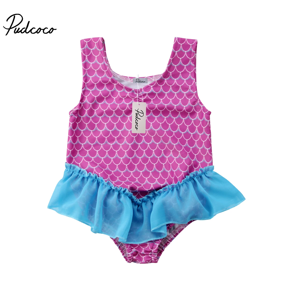 Newborn Toddler Baby Girls Mermaid Ruffle One-piece Swimsuit Babies Girl Swimming Costume Swimsuits Beach Tutu Swimwear