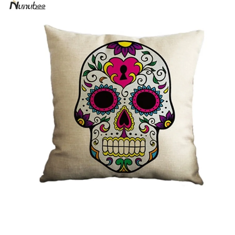 Nunubee شخصية اللون الجمجمة نمط القطن و الكتان الأزياء عالية الجودة مكتب غرفة المعيشة سيارة أريكة الزخرفية المخدة