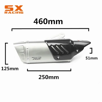 

Motorcycle Stainless Steel Tube Exhaust Muffler Pipe With Carbon Fiber Heat Shield Cover For YAMAHA YZF R6 2006 2007 2008-2018
