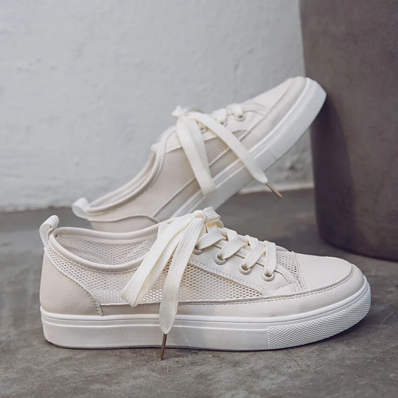 

Summer Walking Jogging Shoes Woman 2019 Outdoor Fitness Sports Sneakers White Lace-up Light Running Shoes Breathable Sneakers