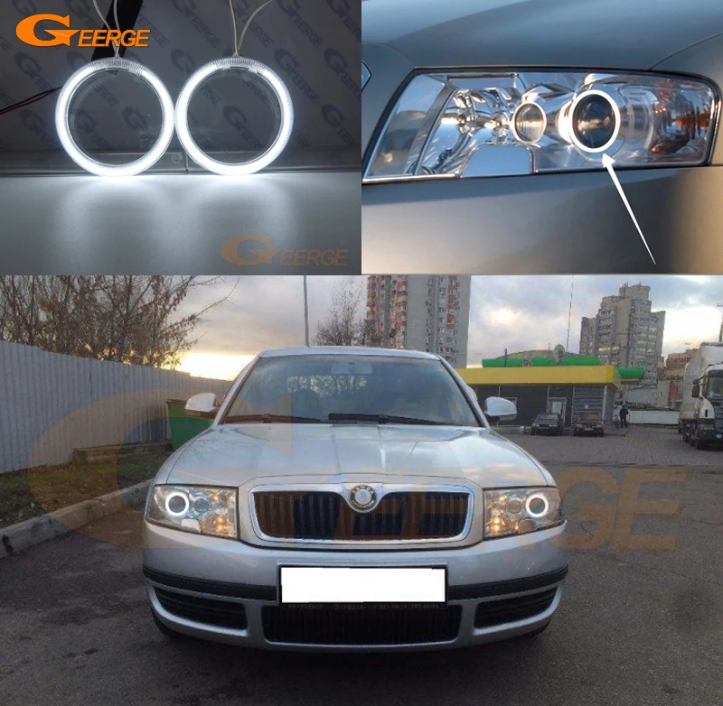 Для skoda Superb 2001 2002 2003 2004 2005 2006 2007 отлично Ультра яркое освещение ccfl ангельские глазки комплект Halo Кольцо