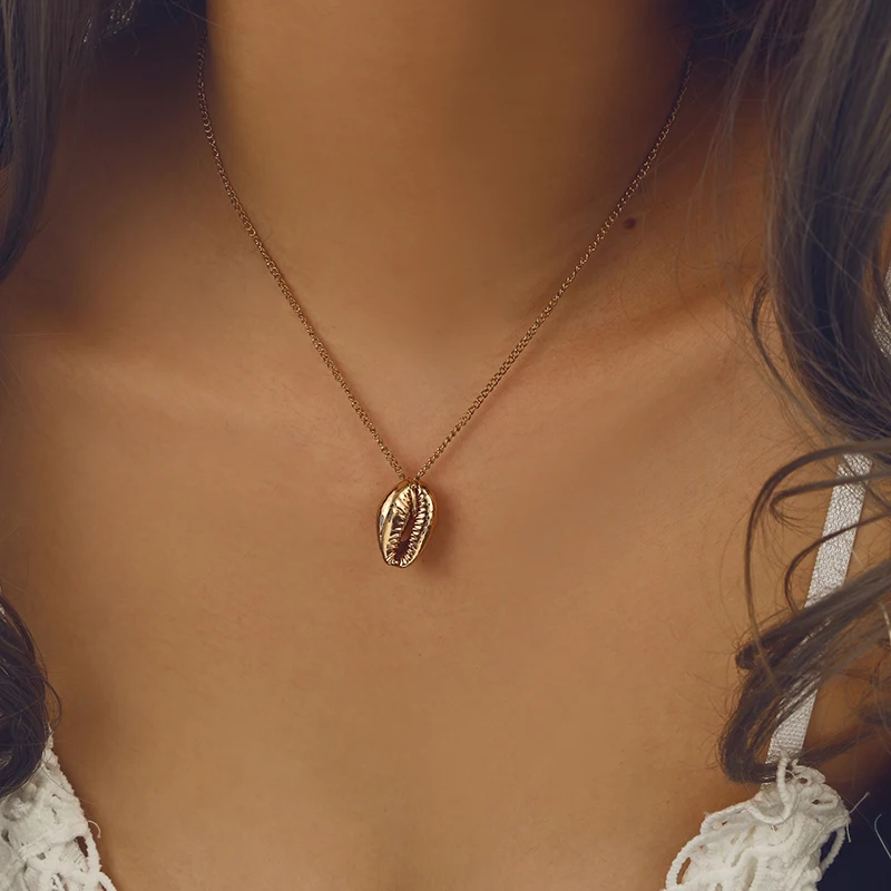 

HuaTang Boho Gold Chain Necklace Geometric Shell Pendant Necklaces Layered Charm Necklace Jewelry Accessories 6436