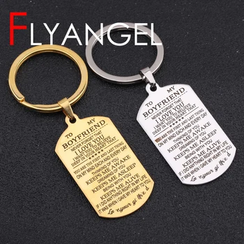 

Engraved To MY Boyfriends I Love You Fashion Keychain High Quality Car Key Tag Boyfriend Key Holder Military Tag Gifts