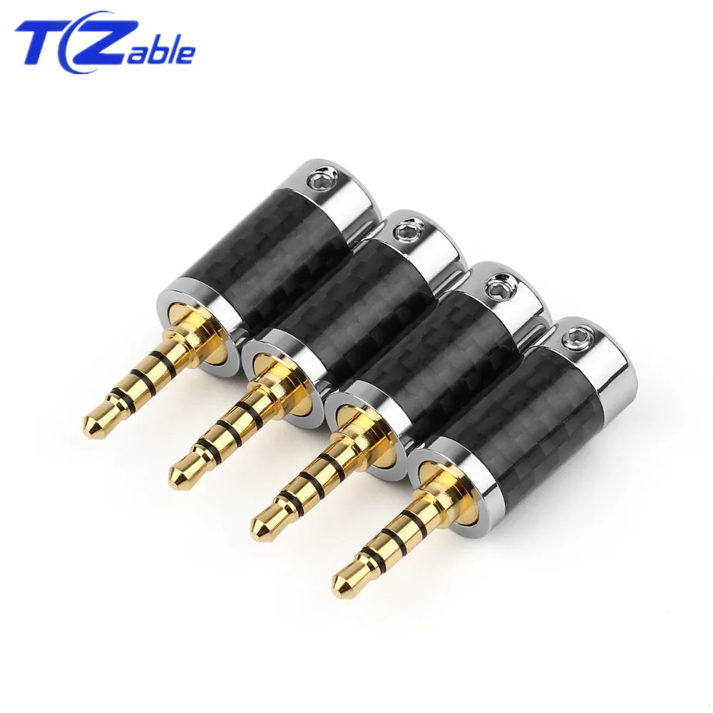 2 5mm 3 5mm Hifi Headphone Jack Solder 3 5 4 Poles Male Audio Plug Stereo Carbon Fiber Earphone Adapter Connector Balance Plug
