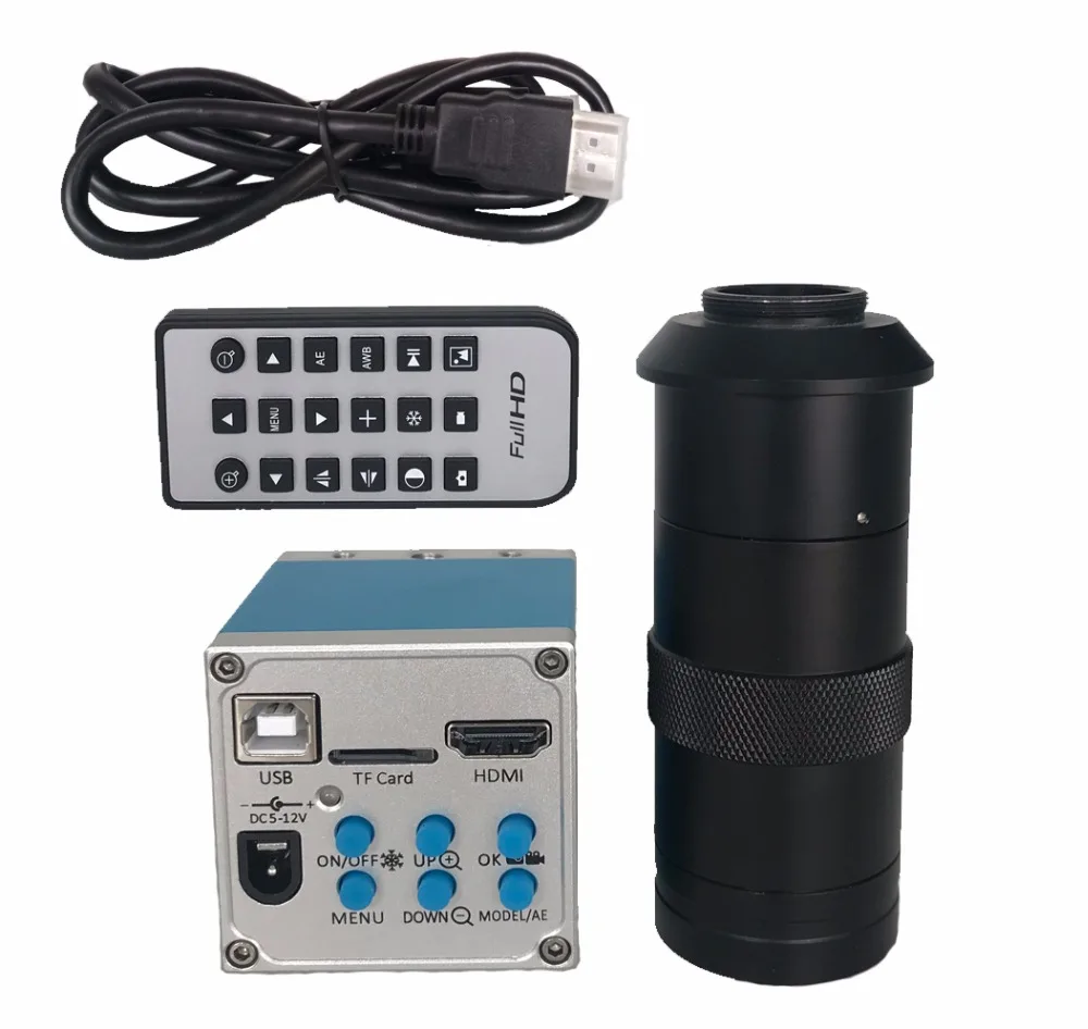

8X -130X C-Mount lens 1080P 16MP 3 in 1 HDMI USB Industrial Video Microscope Camera Video Recorder For Electronic PCB Repair