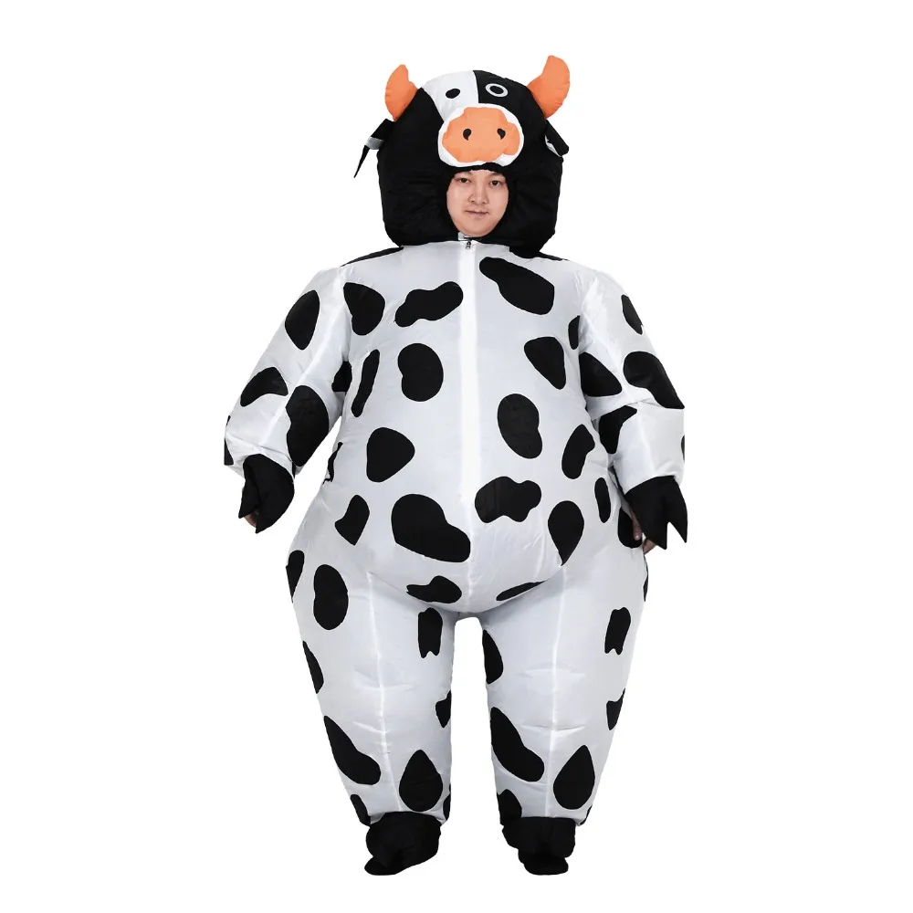 Inflatable Cow Costume for Adult Women Men Kid Boy Girl Halloween Party Carnival Cosplay Dress Blow Up Suit Animal Mascot Outfit