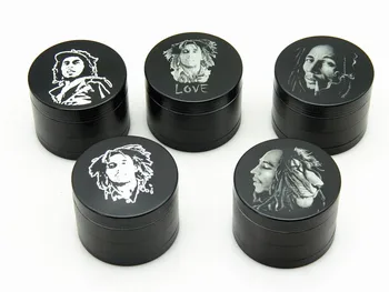

1Pc Hot 4 Layers 50MM Black Avatars Pattern Metal Zinc Alloy Tobacco Crusher Hand Smoking Herbal Smoking Grinder Christmas Gift