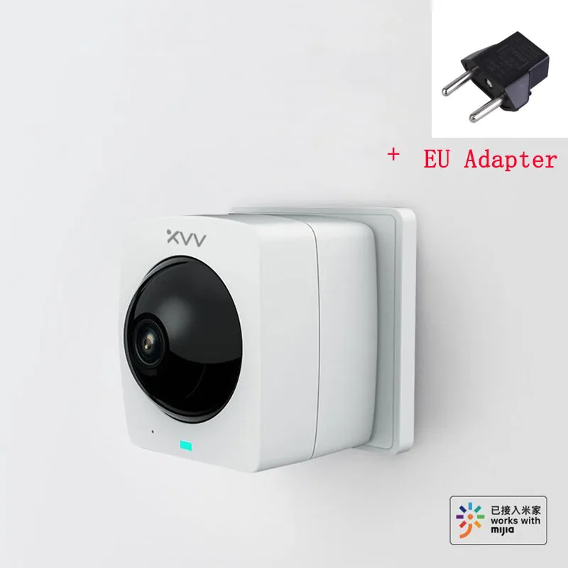 XIAO mi jia XiaoVV Smart Panora mi c ip-камера HD 1080P 360 ° Panora mi c AI функция обнаружения гуманоида ночная версия приложение для работы с mi home - Цвет: add EU adapter