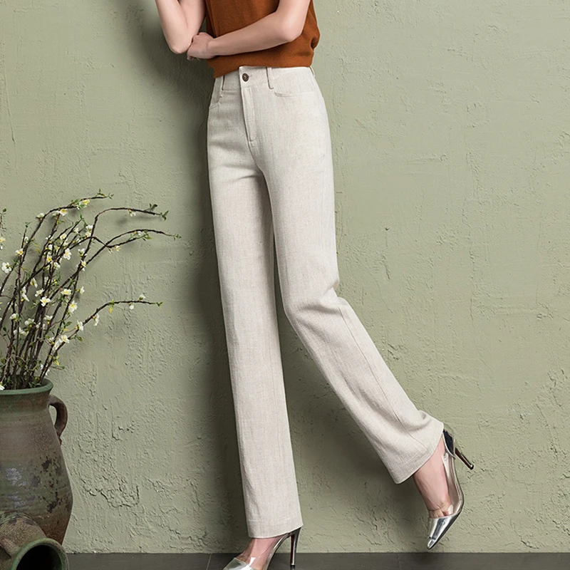 Women Pants Summer Casual Solid Cotton Linen long Pants High waist slim Length Trousers Comfortable Beige Pant Women Pants Summer Casual Solid Cotton Linen long Pants High waist slim Length Trousers Comfortable Beige Pant