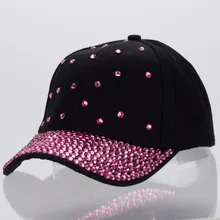 Для женщин шапка класса люкс индивидуальные дизайн jet фуксия Кристалл бусины красота изогнутые бейсболки для девочек женские брендовые повседн
