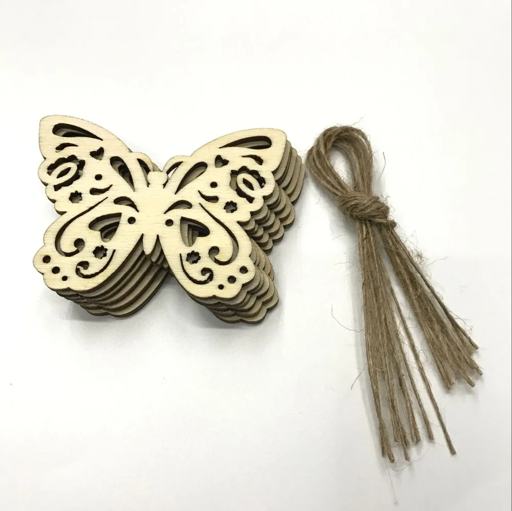 

10Pcs/Set New Laser Cut Wood Butterfly Hollow Out Wooden Butterfly Embellishments Wood Craft Wedding Hanging Decor