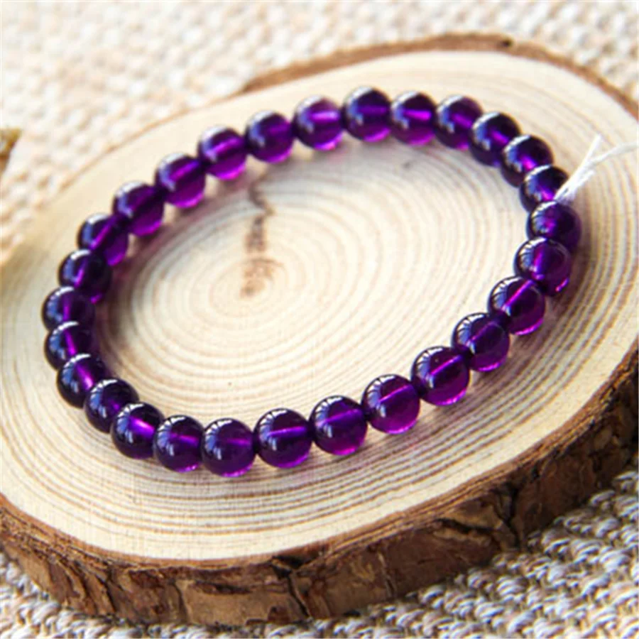Wholesale 6mm Genuine Natural Purple Quartz Crystal Transparent Clear Round Beads Stretch Charm