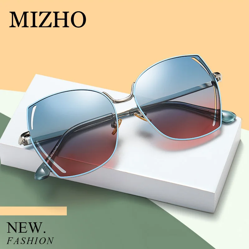 

MIZHO Future Copper Oversized Butterfly Metal Sunglasses Women Polarized Mirror Eyewear Ladies Trendy Sun Glasses Clear Visual