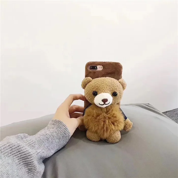 Чехол для iPhone 7, 8, 7 plus, 8 plus, 6 Plus, 6 S+ plus с плюшевым 3D медведем из мультфильма Jenny Toy Animal