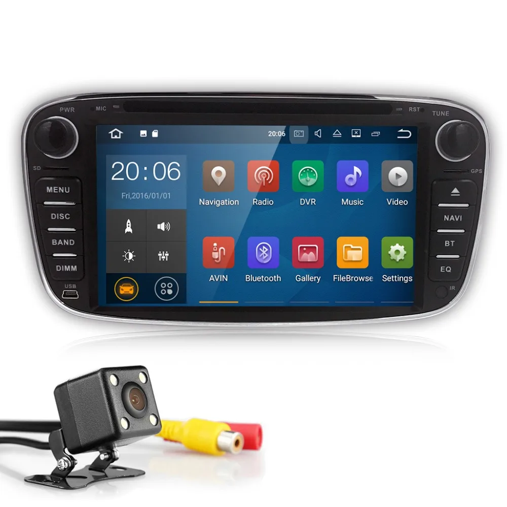 Sale 2Din Android 7.1 GPS AutoRadio Car DVD Player For Ford Focus 2 S C Max 2008-2011 Mondeo Fiesta Galaxy Connect Kuga 4G BTSWC Navi 3