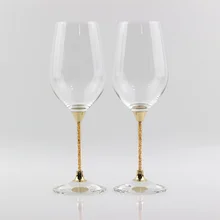 Бессвинцовые хрустальные свадебные бокалы золотого цвета для жарки бокалов для вина юбилейные подарки вечерние праздничные чашка для выпивки