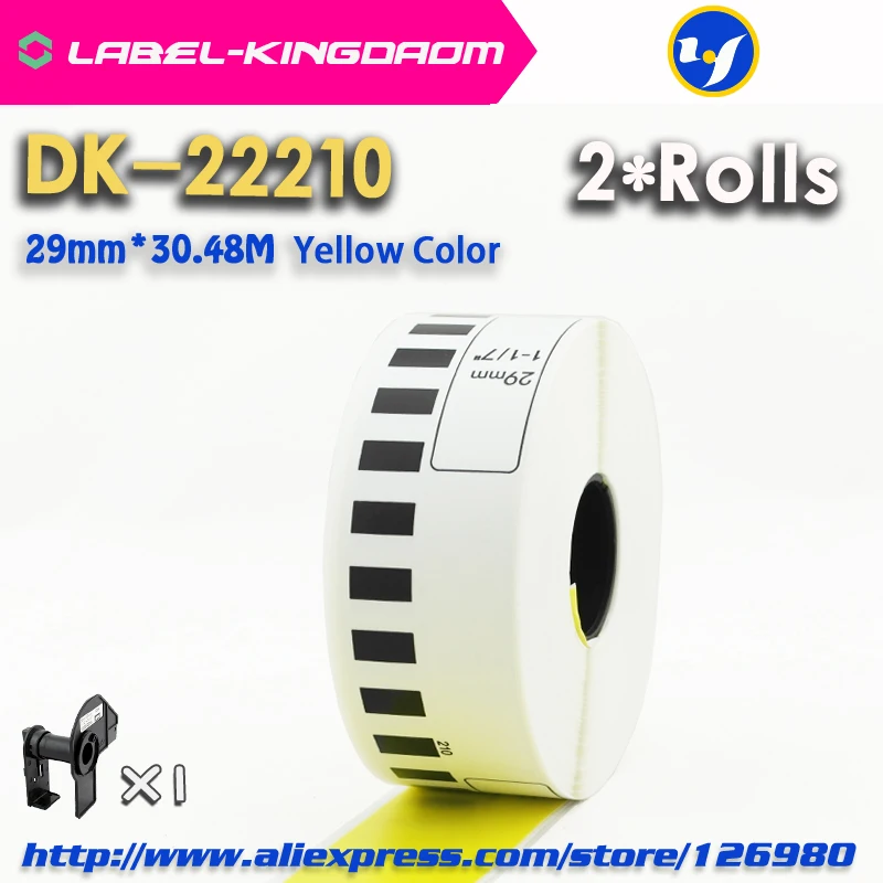 

2 Rolls Brother Compatible Yellow Color DK-22210 Label 29mm*30.48M Continuous Compatible for Brother Label Printer QL-570/700