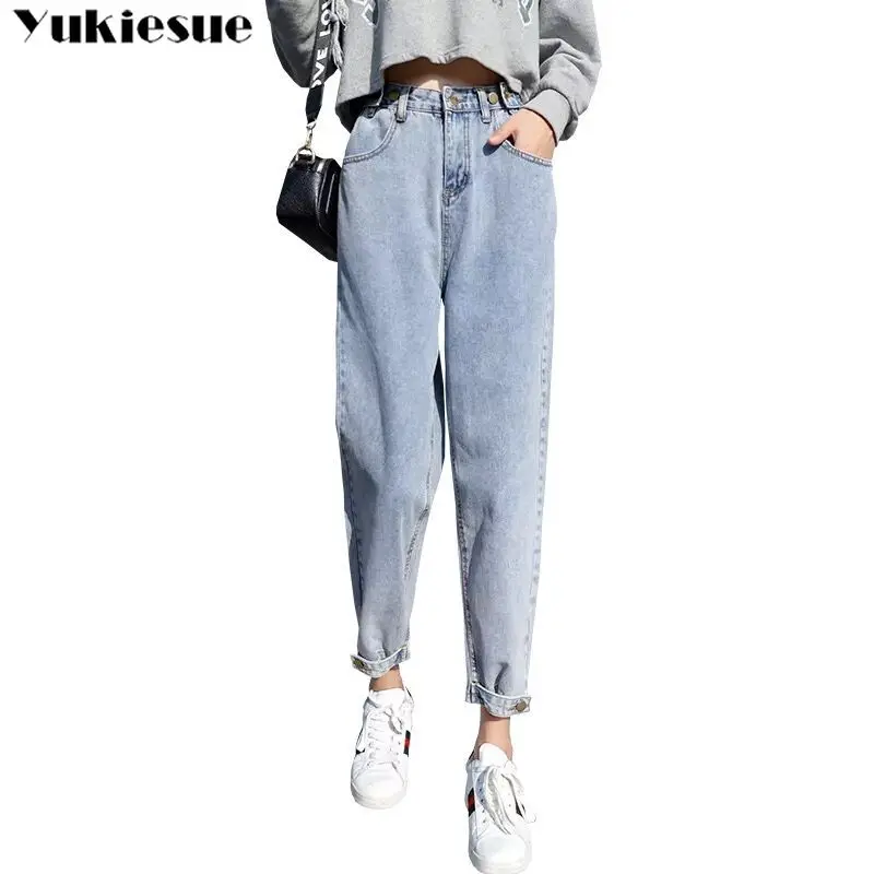 Бесплатная доставка 2019 тонкие узкие брюки винтажные с высокой талией джинсы новые женские брюки Полная длина брюки свободные ковбойские