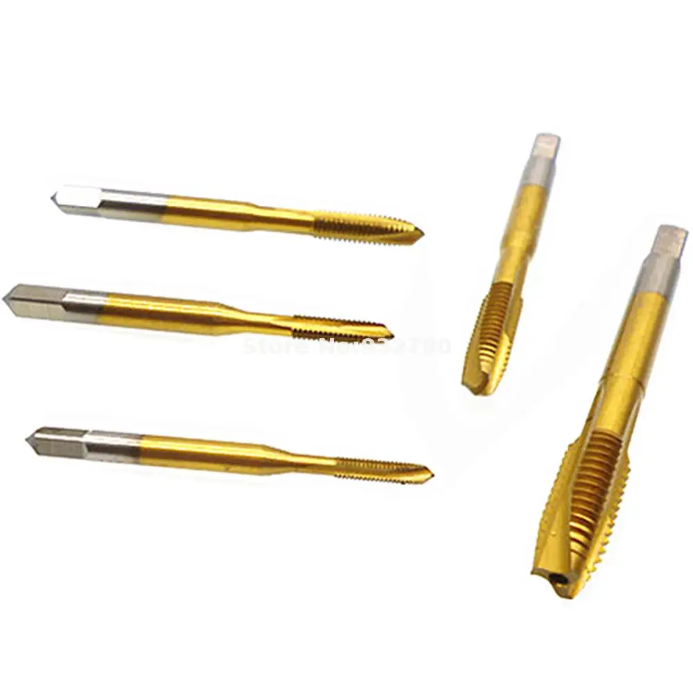 5pcs Titanium Straight Fluted Machine Screw Tap M3 M4 M5 M6 M8 Thread