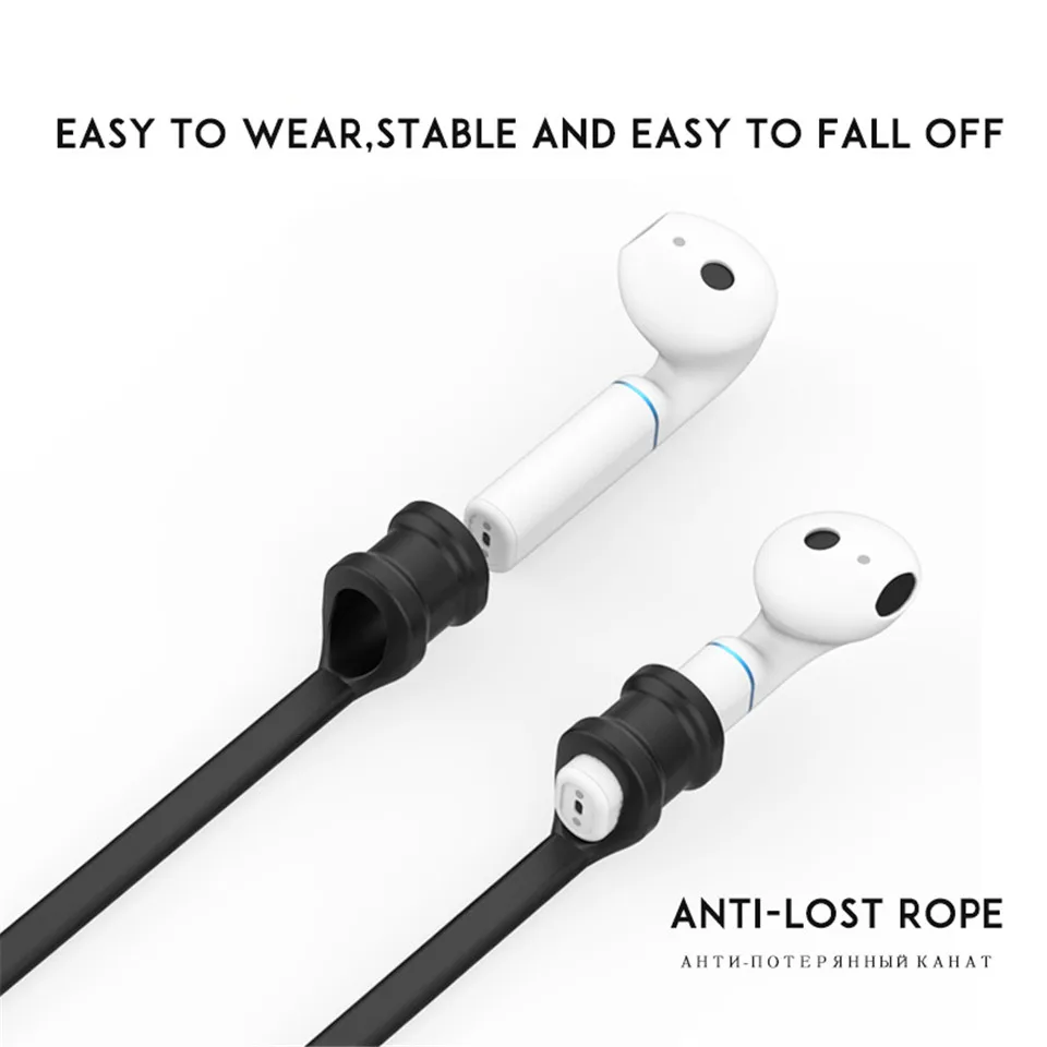 3 IN 1 Soft Liquid Silicone Wireless Earphone Case For Airpods 2 Apple Shell Accessories Cover Pouch Holder Anti-lost Strap