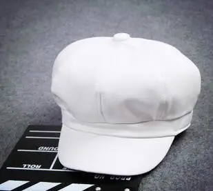 Модный крутой берет из искусственной кожи, шапка для мужчин и женщин, Gorras Planas, винтажная кожаная кепка, зимняя уличная теплая Кепка, Кепка - Цвет: white