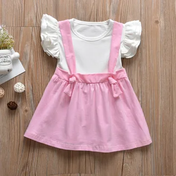 

Summer Baby Girls Clothes Set Cute Ruffled Short Sleeved Casual Siamese Layered Dress Newborn Infant Clothing Outfits