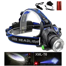 Hot Rechargeable CREE XML T6 2000Lumens Zoom Head Lamp LED Headlamp + 18650 Battery 4200mAh LED Headlight Flashlight Lantern