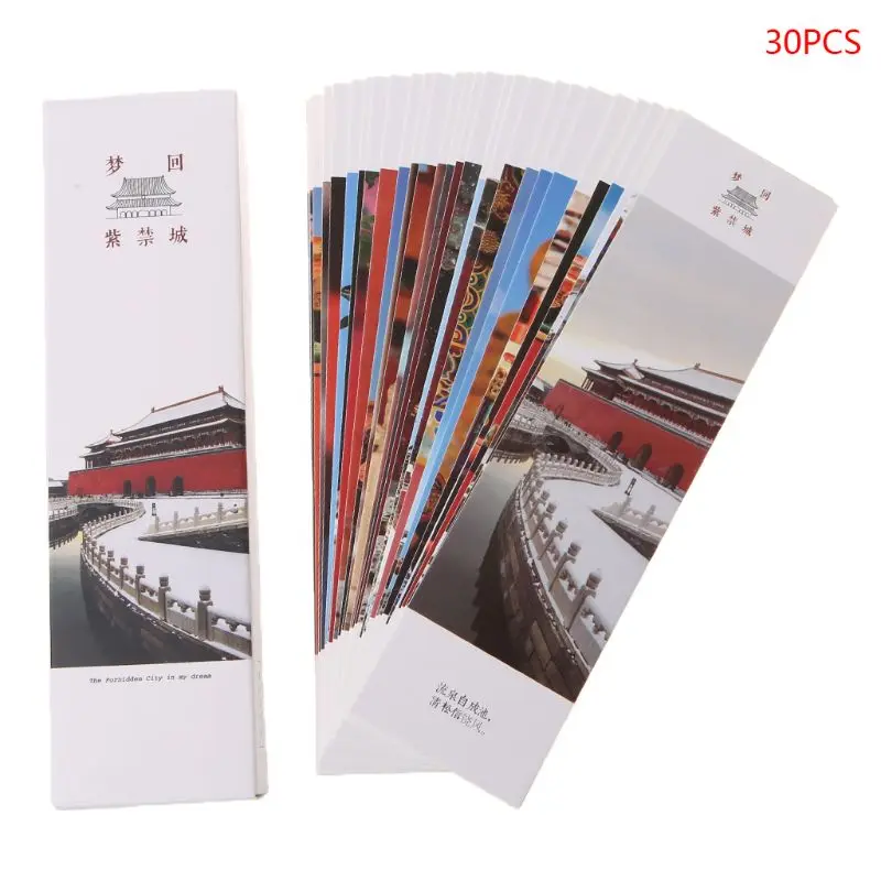

30pcs Creative Chinese Style Paper Bookmarks Painting Cards Retro Beautiful Boxed Bookmark Commemorative Gifts
