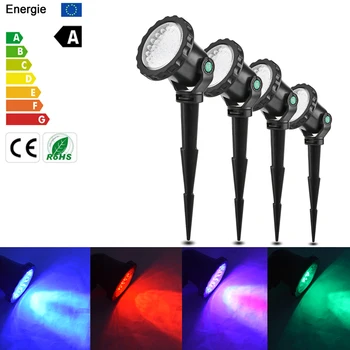 

4Pcs IP68 RGB LED Underwater Projector Spotlight Lamp Waterproof Remote Control 4 Light Modes For Garden Landscape