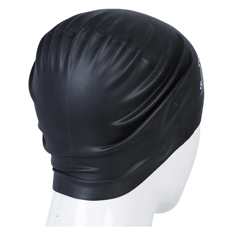 Black Soft Silicone Stretchable Swim Swimming Cap Hat for Adults