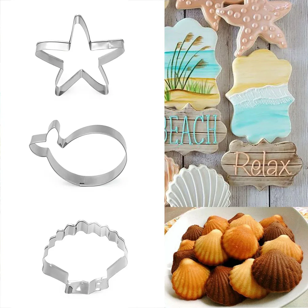 

3D Seabed Animals Dolphin/Starfish/Shell Shape Stainless Steel Cake Biscuit Mold DIY Cookie Cutter Pastry Fondant Decor Tools