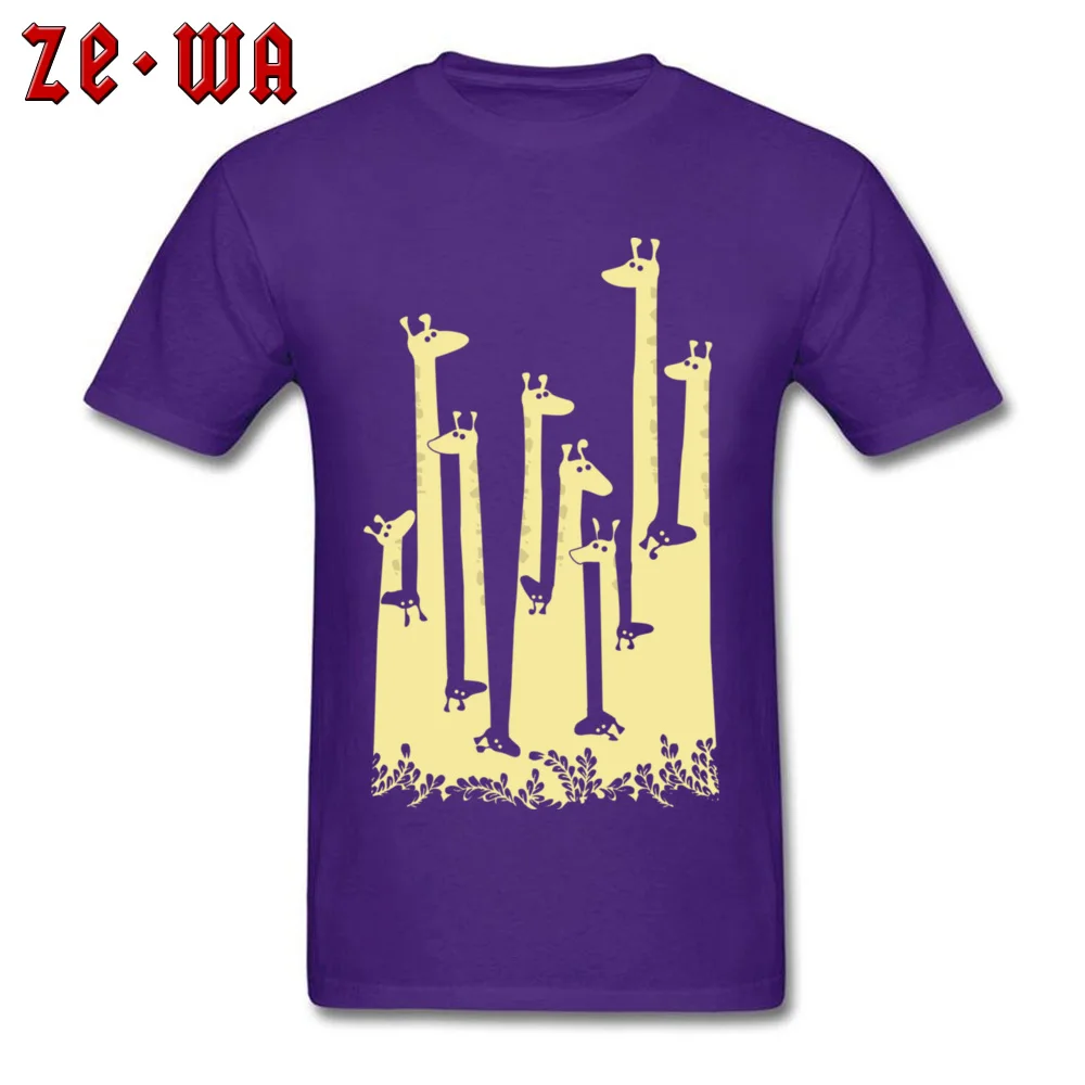 Giraffe Double Vision Slim Fit T Shirts for Men All Cotton NEW YEAR DAY Tops & Tees T-shirts Short Sleeve Company Crew Neck Giraffe Double Vision purple