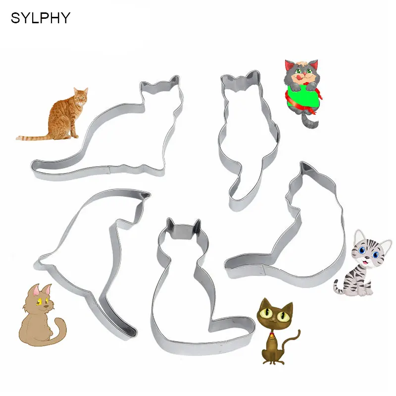 

1 Pcs Cute Cat Shape Stainless Steel Cookie Cake Cutters set DIY Biscuit Pastry Kitchen Baking Mold Fondant Party Decor
