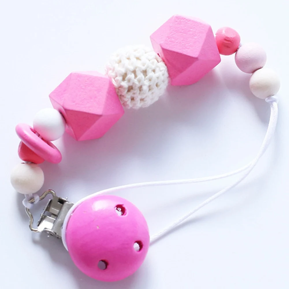 Popular Cute Baby Silicone Teething Dummy Pacifier Clip Bead Infant Soother Nipple Strap Chain