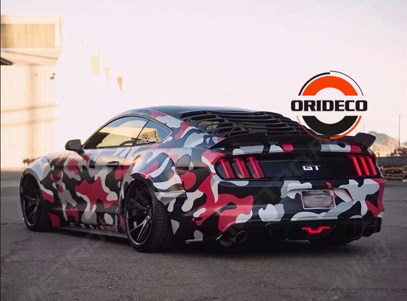 New Arrival red black white camo vinyl wraps 1