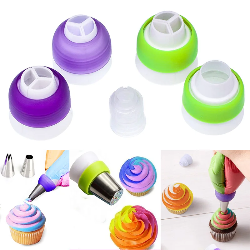 

3 Color Coupler Cake Tools Bakeware Cupcake Fondant Cookie Cutters Cream Decorating Bags Converter Cake Tools