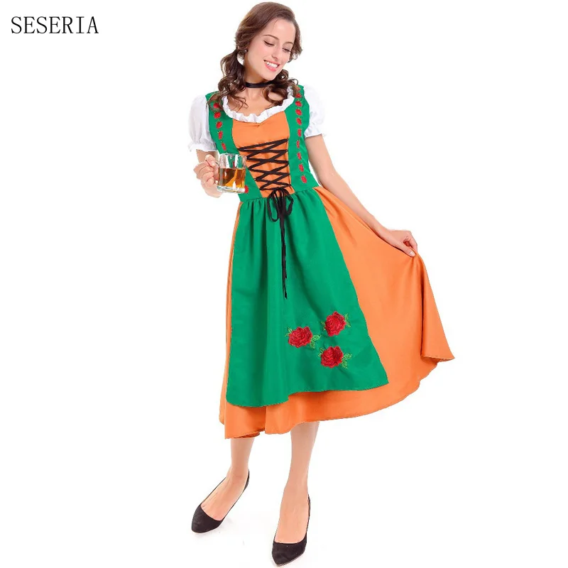 SESERIA Women's Oktoberfest Costume Beer Girl Costume Waitress Serving
