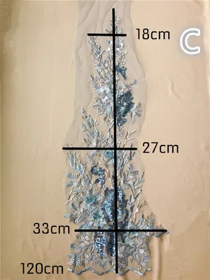 Блестки трехмерной аппликацией ногтей и кружевные аксессуары 43*120 см RS1115 - Цвет: C