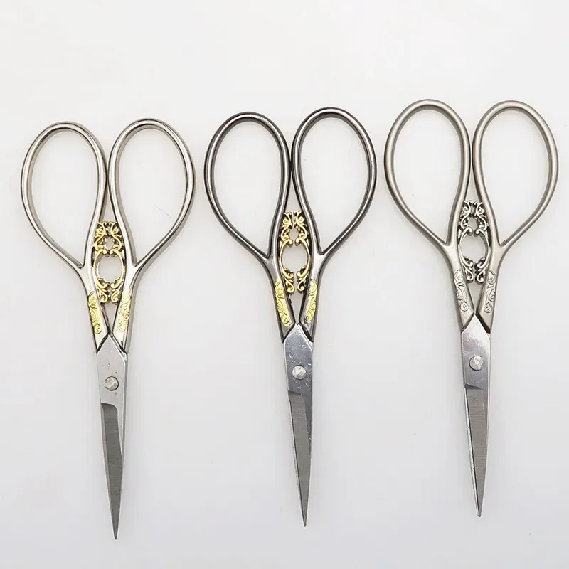 

New Classic Gold Flower Style Stainless Steel Retro Scissors DIY Handmade Cross-stitch Small Scissors Sewing Scissors