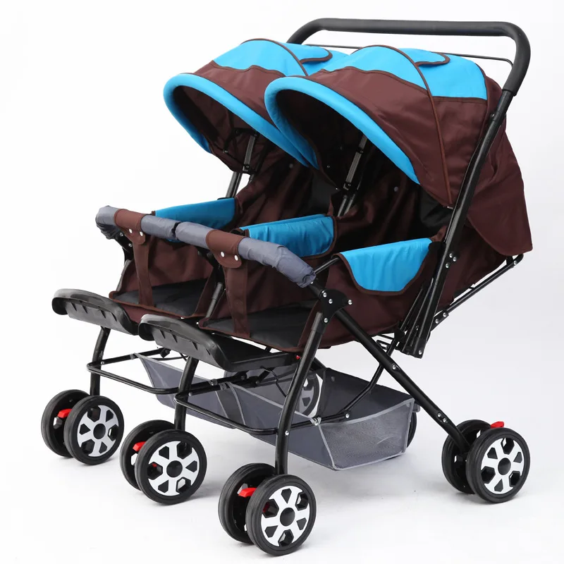 

Twin stroller Multifunction iron architecture mother face side by side twins for second baby fold pram Sitting lying Reversible