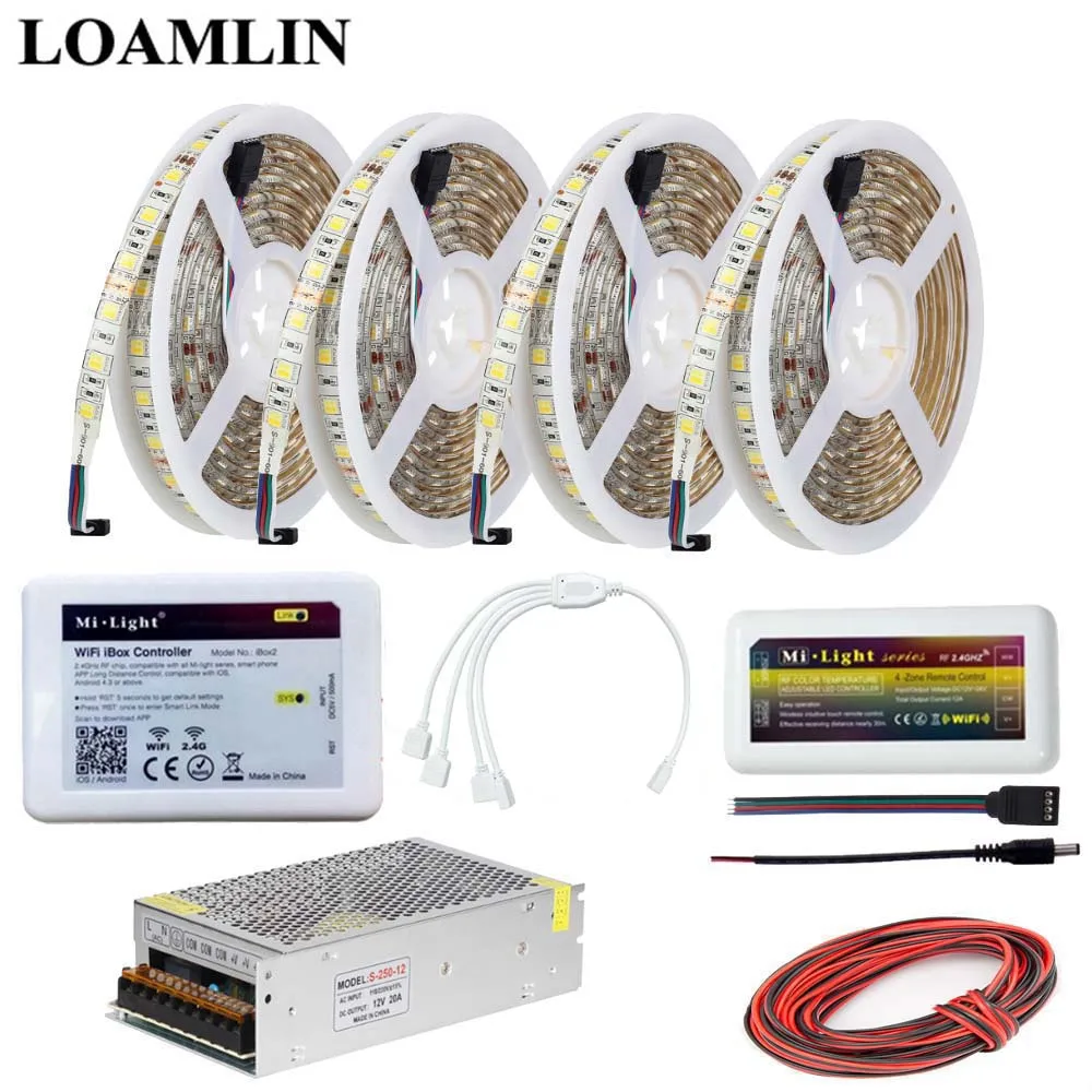 

Mi light Wifi Ibox2 Led Controller,SMD5050 Color Temperature Led Strip Light,12V Led Power Supply Adapter Kit 5M 10M 15M 20M