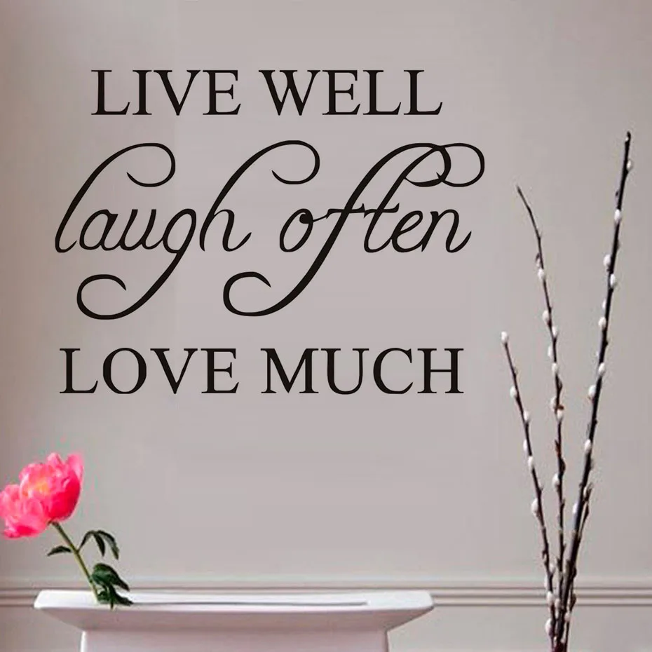 Live Well Laugh Often Love Much Simple Sentence Wall Sticker Pvc Removable Quotes Diy Art Home Decor Living Room Decoration | Дом и сад