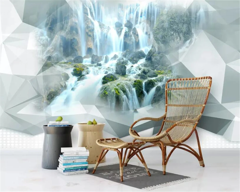 Фотообои beibehang 3D с абстрактными геометрическими рисунками обои водопадом для