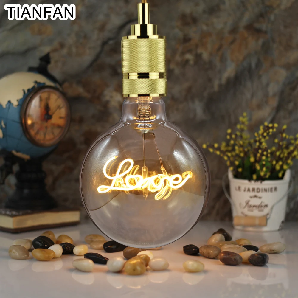 

TIANFAN Globe Vintage Led Bulbs 4W Edison Bulb Love Led Filament Decorative Light Bulb Warm White 220V E27 Pendant Light Bulb