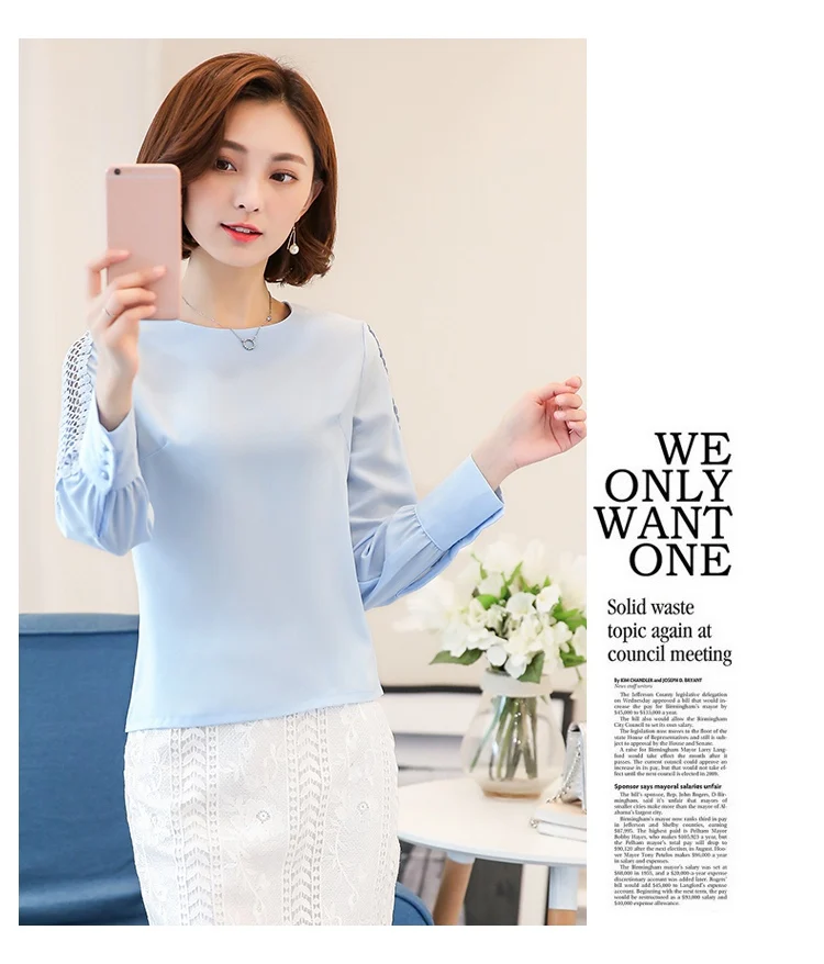 TOTNWANG casual women's blouse solid with lace sleeves chiffon plus size o neck lace blouses 2017 long sleeve CSB8216 (15)